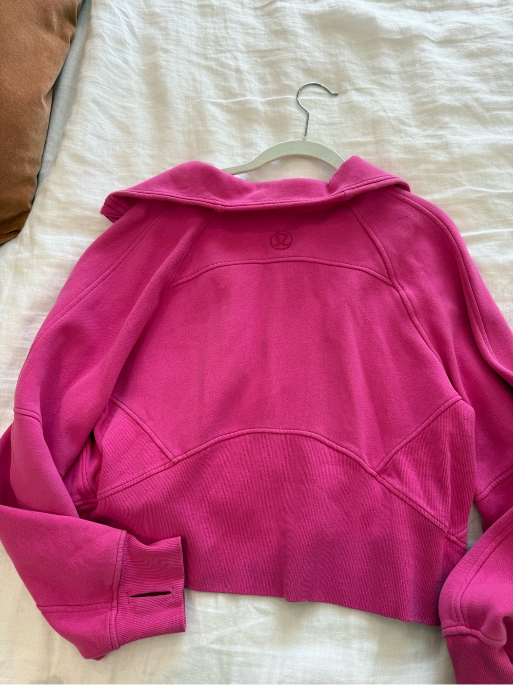 Lululemon Half-Zip Fleece Scuba Pullover in Hot Pink M/L - Picture 2 of 3